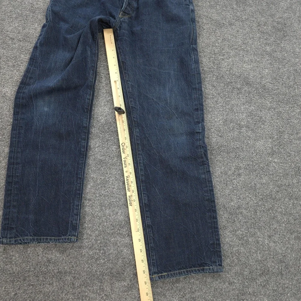Levis‎ Made & Crafted Jeans Mens 33x29 Blue Ruler Straight Button Fly Big E Logo
